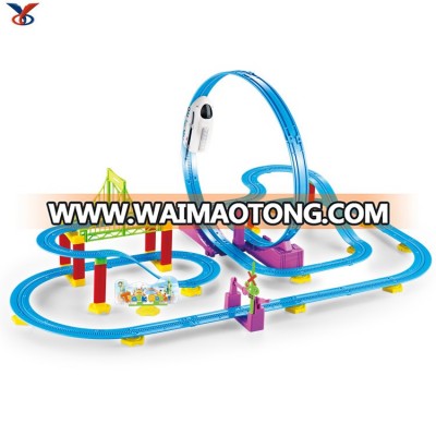 Interesting cartoon electric rail car toy track car for kids