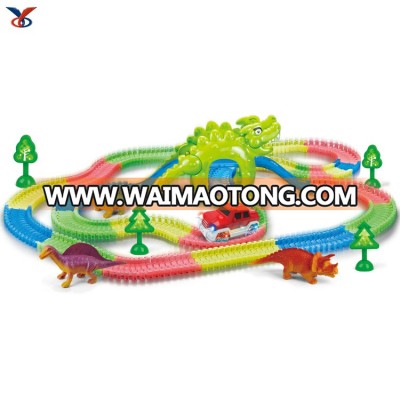 Easy assemble plastic slot track luminous rail car toy